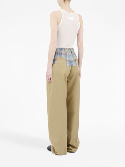 Maison Margiela X Pendleton Checked-yoke Wide-leg Trousers In Neutrals