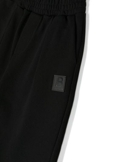 Shop Balmain Logo-patch Elasticated Trousers In Black