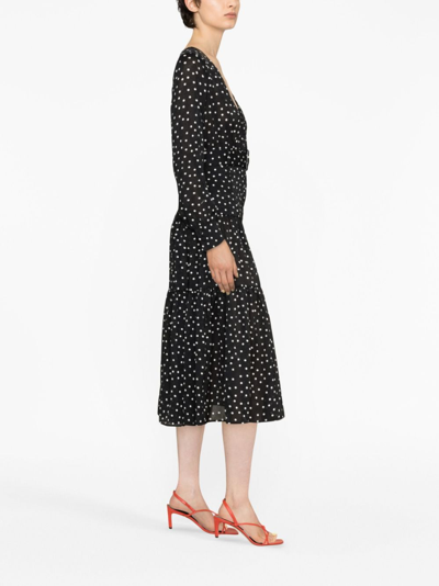 Shop Pinko Polka-dot-print Belted Midi Dress In Black