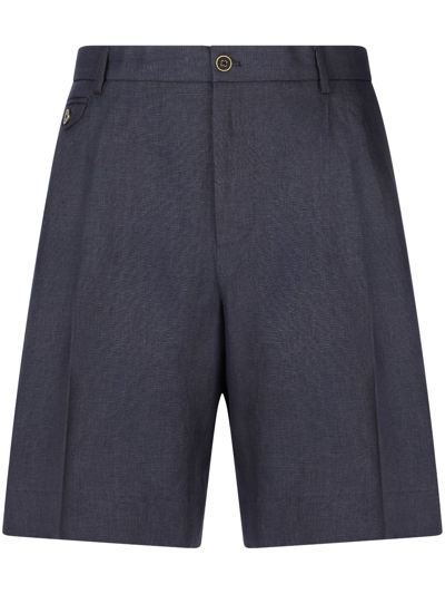 Shop Dolce & Gabbana Above-knee Linen Tailored Shorts In Grey