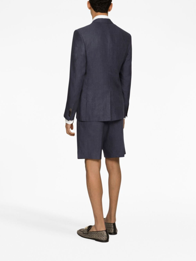 Dolce & Gabbana Above-knee Linen Tailored Shorts In Grey
