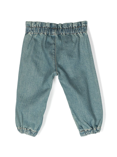 Balmain Logo-print Elasticated Tapered Jeans In Blue