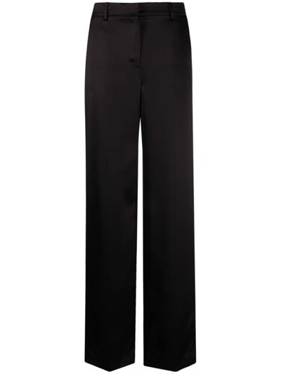 Shop Magda Butrym Satin Straight-leg Trousers In Black