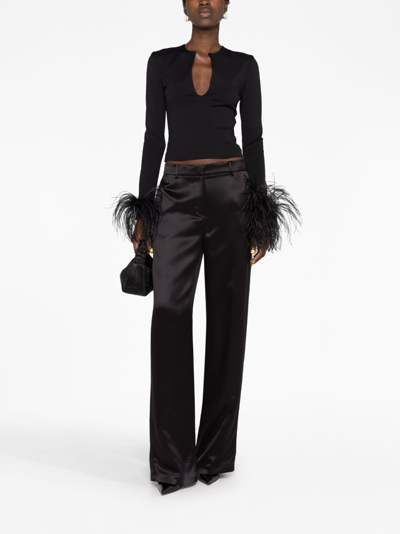 Shop Magda Butrym Satin Straight-leg Trousers In Black