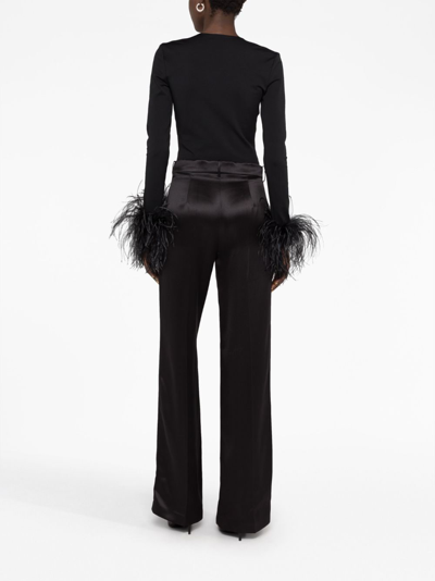 Shop Magda Butrym Satin Straight-leg Trousers In Black