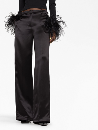 Shop Magda Butrym Satin Straight-leg Trousers In Black