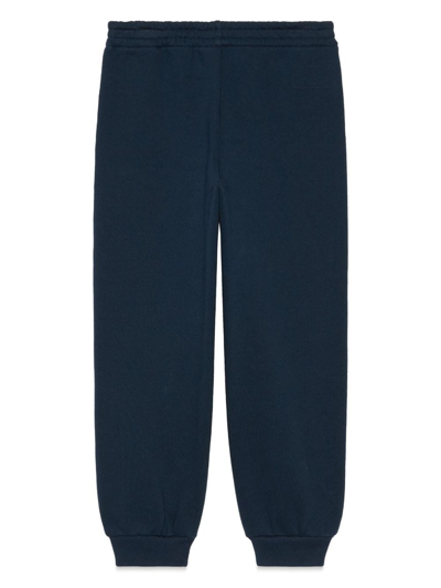 Shop Gucci Logo-patch Cotton Track Pants In Blue