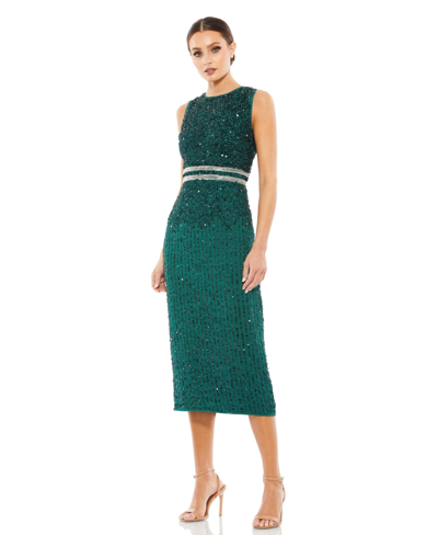 Shop Mac Duggal Women's High Neck Dress In Deep Emerald