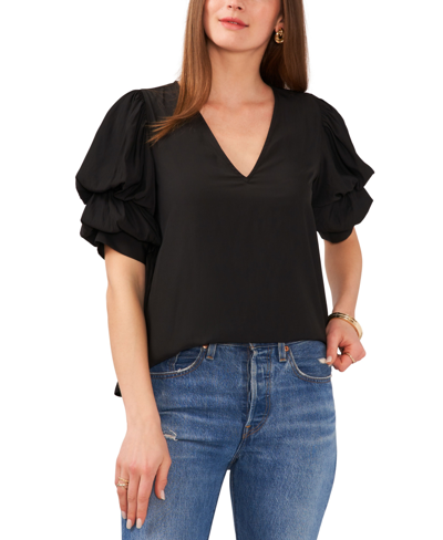 Shop 1.state Women's Short-sleeve Tiered Bubble-sleeve Top In Rich Black