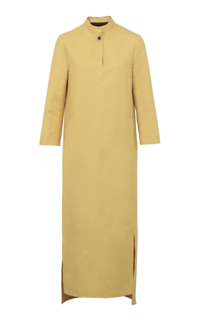 Shop Martin Grant Cotton-silk Tunic Dress In Yellow