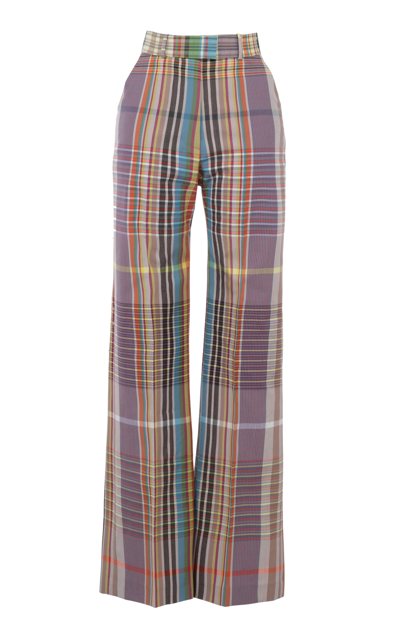 Shop Martin Grant Sofia Wool Wide Straight-leg Pants In Multi