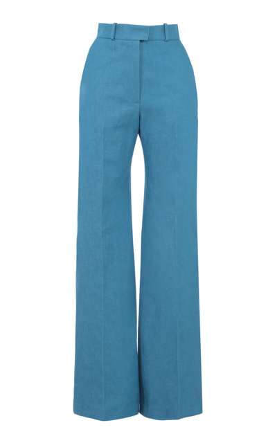 Shop Martin Grant Sofia Cotton Wide Straight-leg Pants In Turquoise