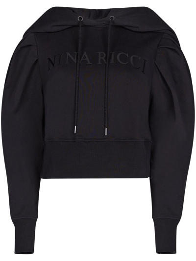 Shop Nina Ricci Logo-embroidered Cotton Hoodie - Women's - Cotton In Black