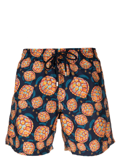Shop Vilebrequin Blue Okoa Turtle Print Swim Shorts