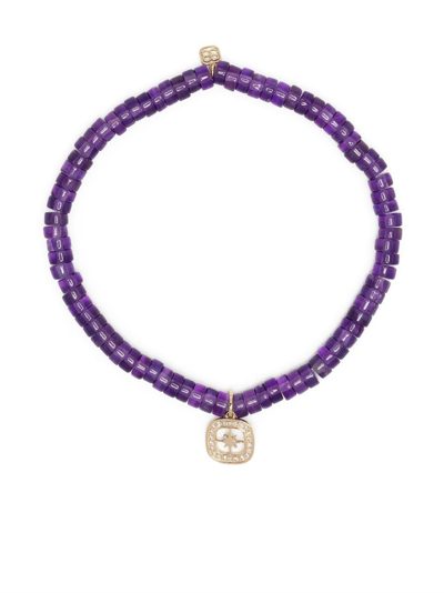 Shop Sydney Evan 14kt Starburst Amethyst Bracelet In Purple