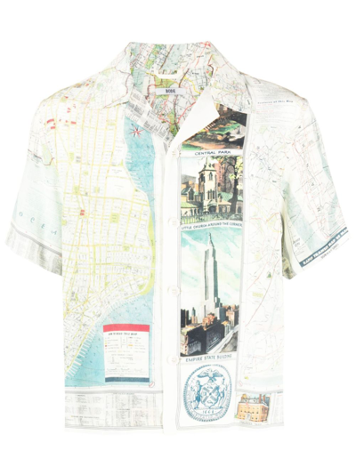 Shop Bode Neutral New York City Map Shirt - Men's - Silk In Neutrals