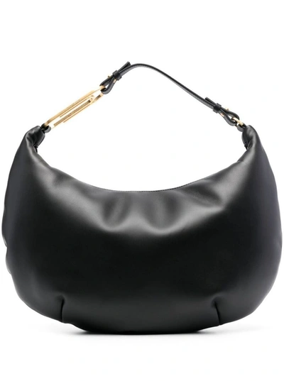 Shop Off-white Paperclip Hobe Leather Bag In Black