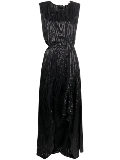 Shop Stella Mccartney Asymmetrical Dress With Print In Black