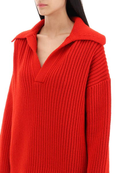 Shop Bottega Veneta Oversized Sweater In Wool And Cashmere In Red