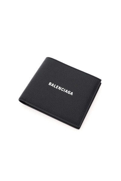 Shop Balenciaga Logo Bi-fold Wallet In Black