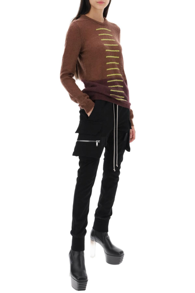 Shop Rick Owens 'judd' Sweater With Contrasting Lines In Brown