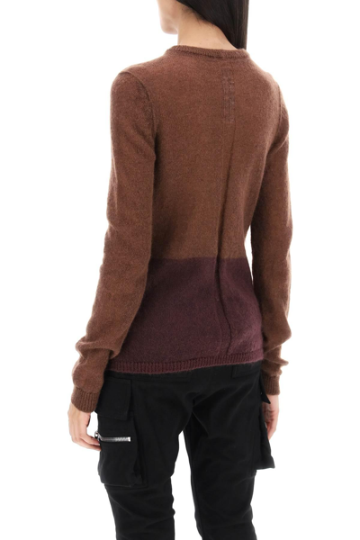 Shop Rick Owens 'judd' Sweater With Contrasting Lines In Brown
