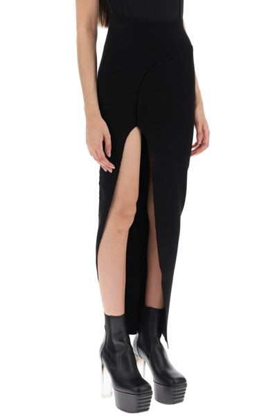 Shop Rick Owens 'theresa' Long Skirt With Slit In Black