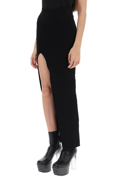 Shop Rick Owens 'theresa' Long Skirt With Slit In Black