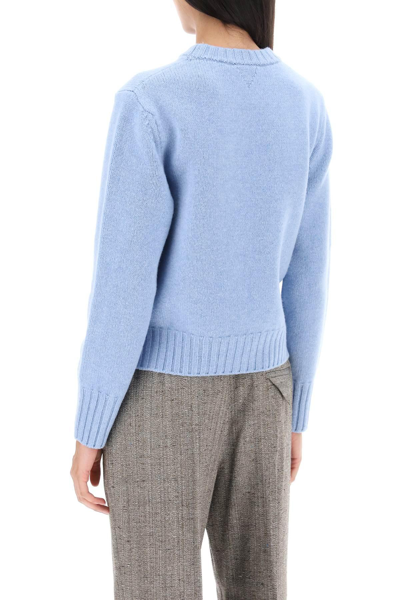 Shop Bottega Veneta Sweater With Knot Buttons In Light Blue