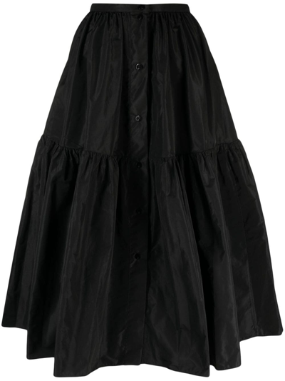 Patou Button-up Tiered Midi Skirt In 黑色