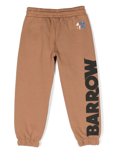 Shop Barrow Logo-print Cotton Track Pants In 褐色