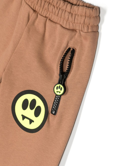 Shop Barrow Logo-print Cotton Track Pants In 褐色