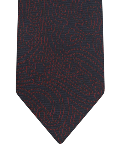 Shop Etro Jacquard Printed Silk Tie In Black
