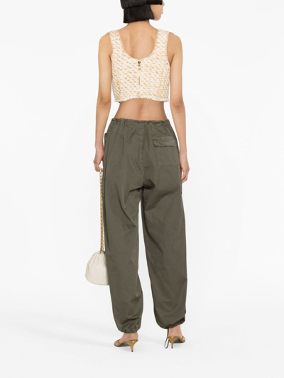 Balmain Button-embellished Tweed Cropped Top In White