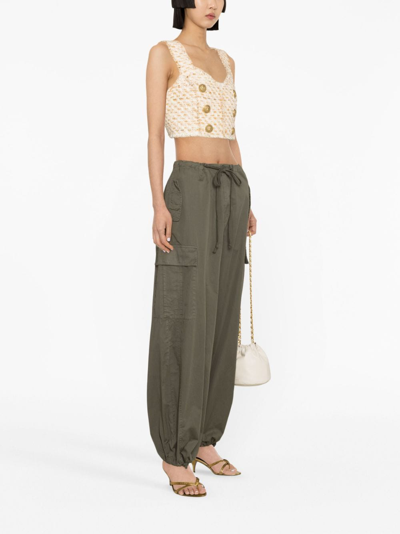 Balmain Button-embellished Tweed Cropped Top In White
