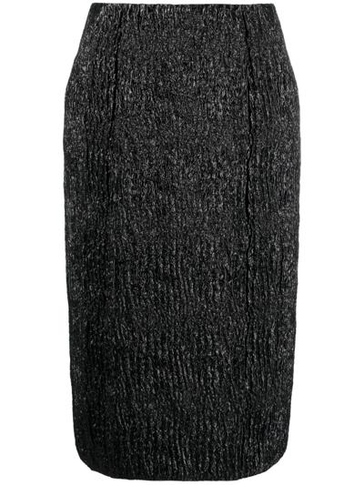 Shop Simone Rocha Metallic Matelassé Midi Skirt In Black