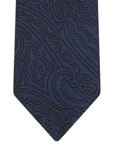 Shop Etro Jacquard Printed Silk Tie In Blue