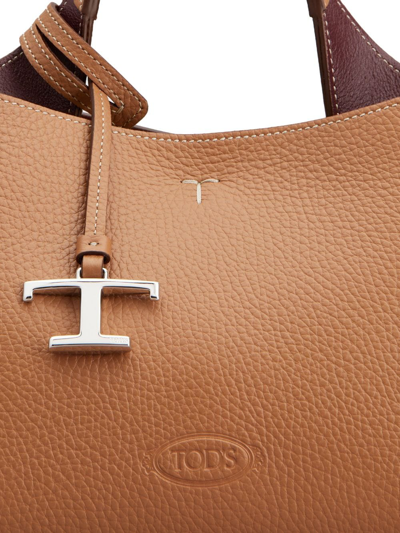 Tod's T Timeless Micro Leather Handbag In Brown