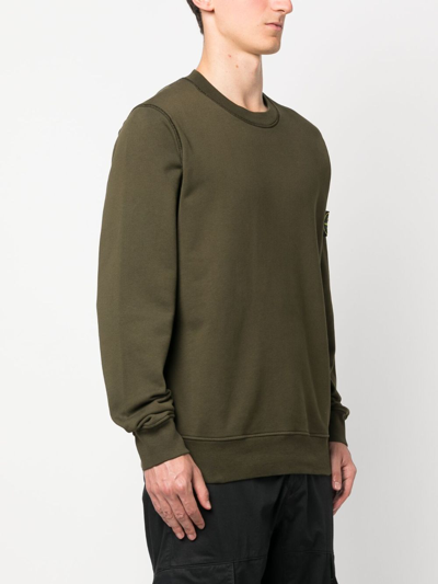 Shop Stone Island Compass-patch Cotton Sweatshirt In 绿色