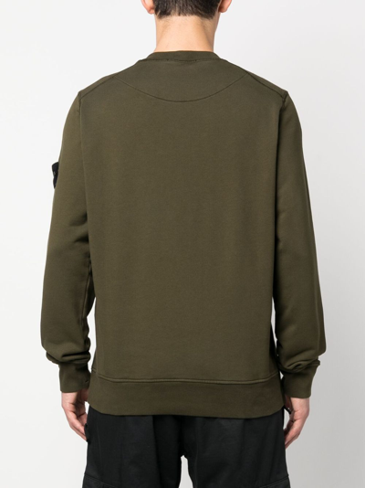 Shop Stone Island Compass-patch Cotton Sweatshirt In 绿色