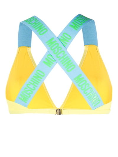 Shop Moschino Logo-tape Bikini Top In 黄色