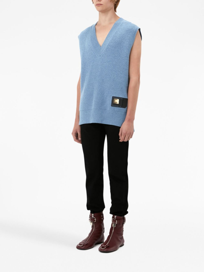 Shop Jw Anderson Logo-patch Ribbed Knit Vest In Blue