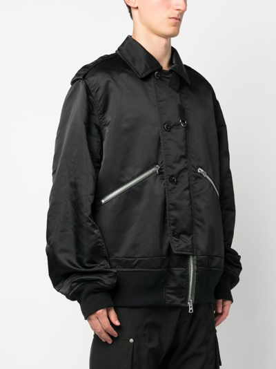 Sacai Zip-up Cotton-blend Bomber Jacket In Black