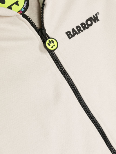 Shop Barrow Logo-print Zip-up Cotton Jacket In 中性色