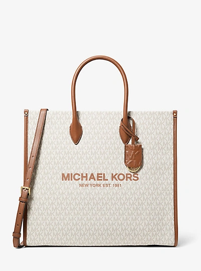 Michael Kors Mirella Large Logo Tote Bag In Natural