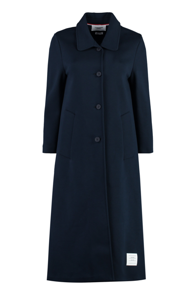 Thom Browne Navy Patch Coat In Blue