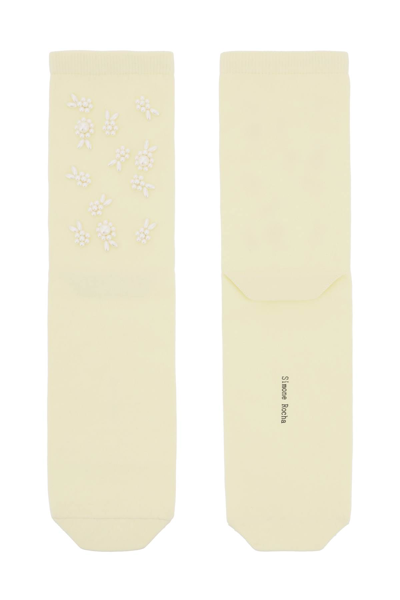 Shop Simone Rocha Crystals Socks In Ivory Pearl (white)