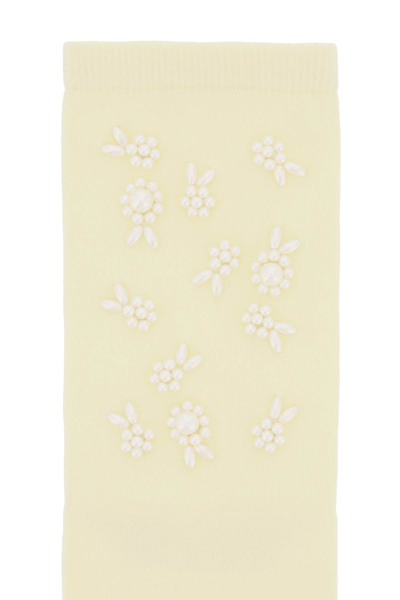 Shop Simone Rocha Crystals Socks In Ivory Pearl (white)