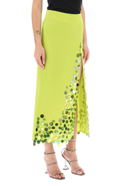 Shop Art Dealer Midi Skirt With Maxi Sequins In Pistachio Green (green)
