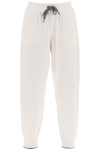 Shop Brunello Cucinelli Joggers In Cashmere Yarn In Bianco (white)